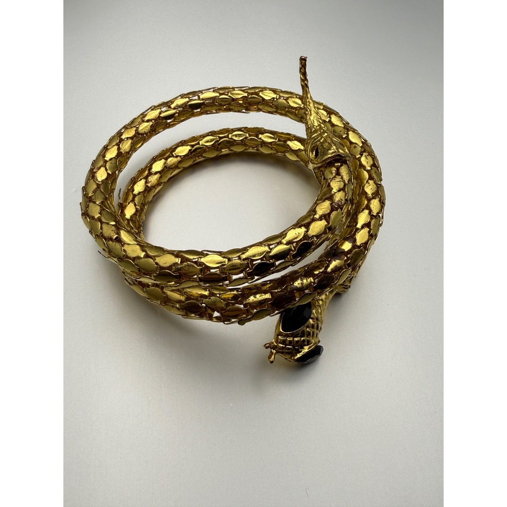 Vintage Gold Tone Mesh Snake Wrap Arm Cuff Bracelet